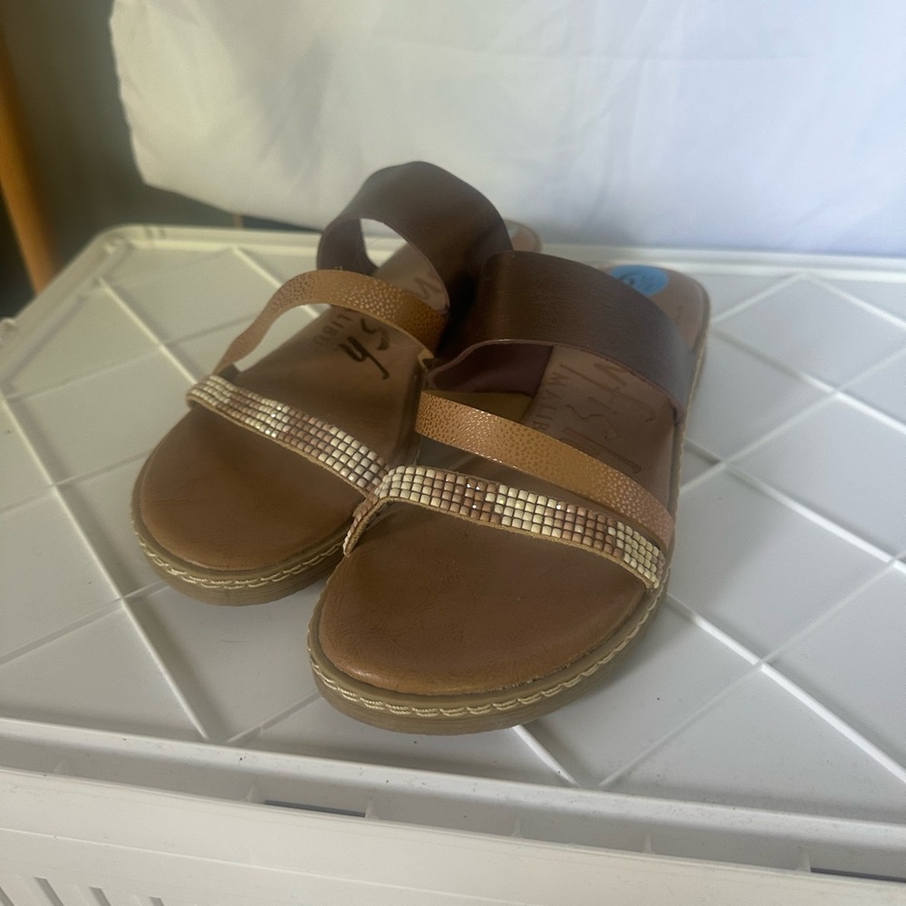 Blowfish Brown and White Espadrille Sandals